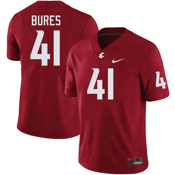 Men #41 Sean Bures Washington State Cougars College Football Jerseys Stitched-Crimson